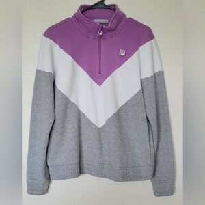 FILA 1/4 zip pullover gray & lavender sweatshirt. Size large